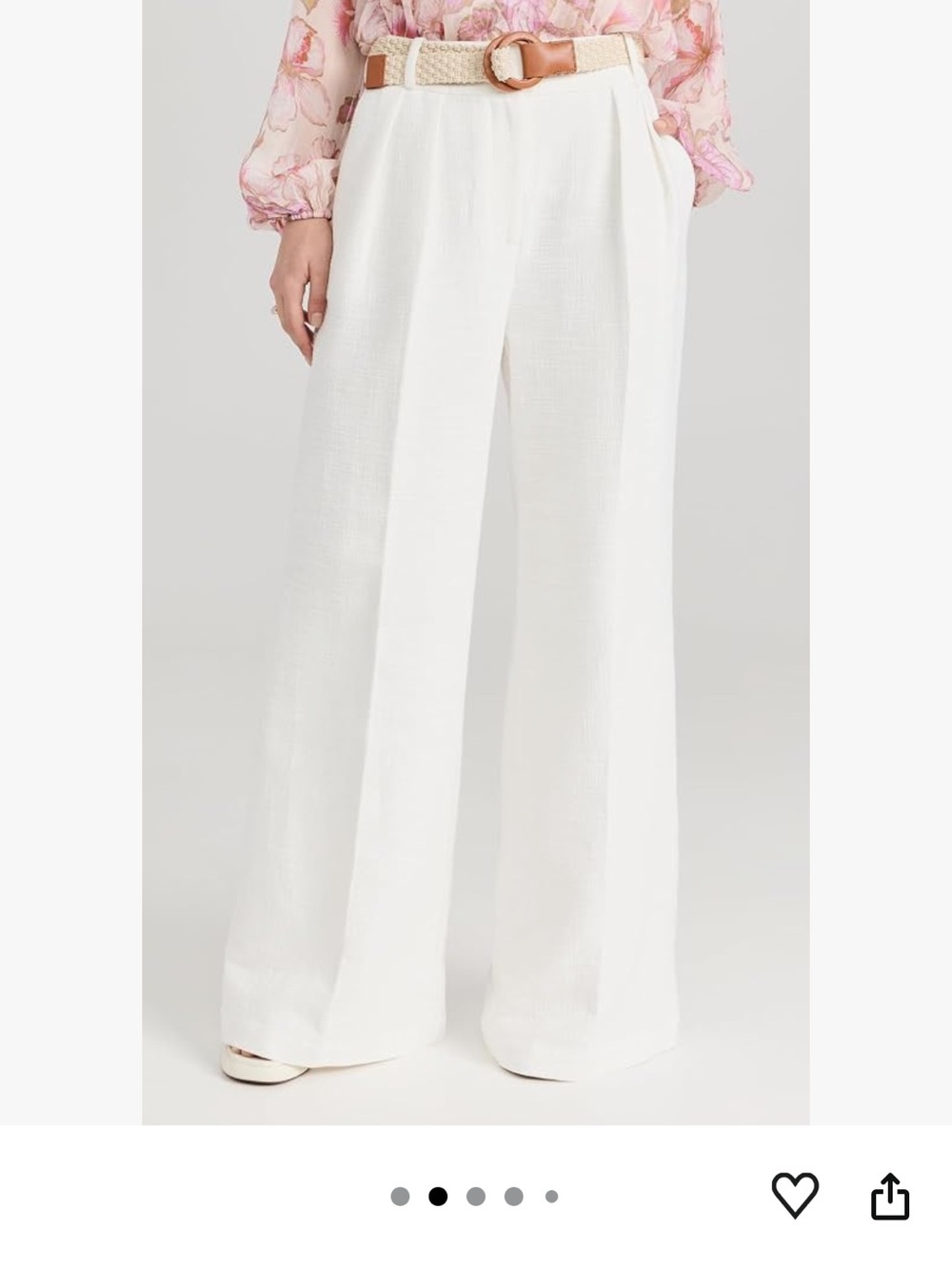 NWT Zimmermann August Tuck Pants Ivory Wide Leg Belted Cotton Trousers